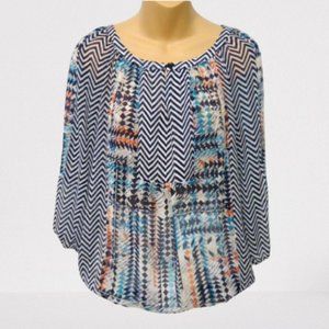 Zac & Rachel Peasant Blouse Shirt Boho Semi Sheer